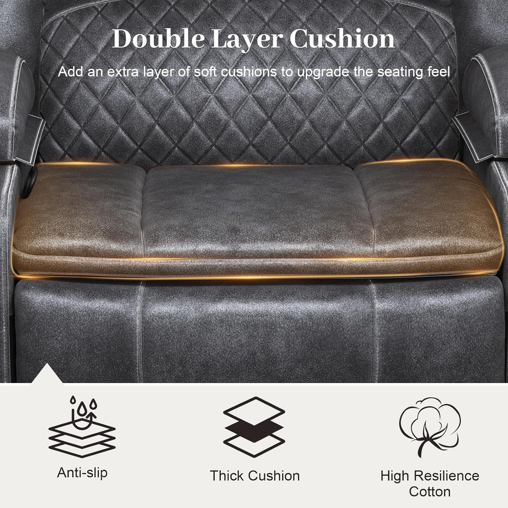Grey Leather Reclining Loveseat Sofa Set With Console And Two Chairs