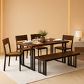 63 Inches Luxurious Farmhouse Dining Table Set Walnut