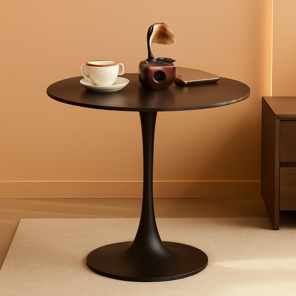 31.5 Inch Round Tulip Dining Table With Black Pedestal Base
