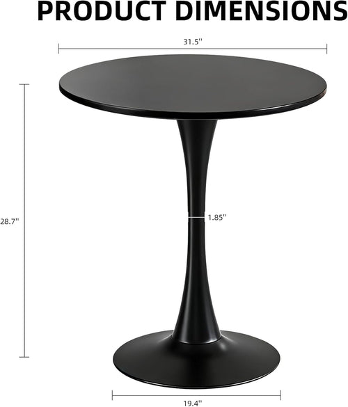 31.5 Inch Round Tulip Dining Table With Black Pedestal Base